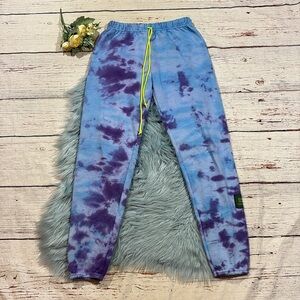 Danzy Purple Blue Drawstring Tie Dye Lounge Sweatpants